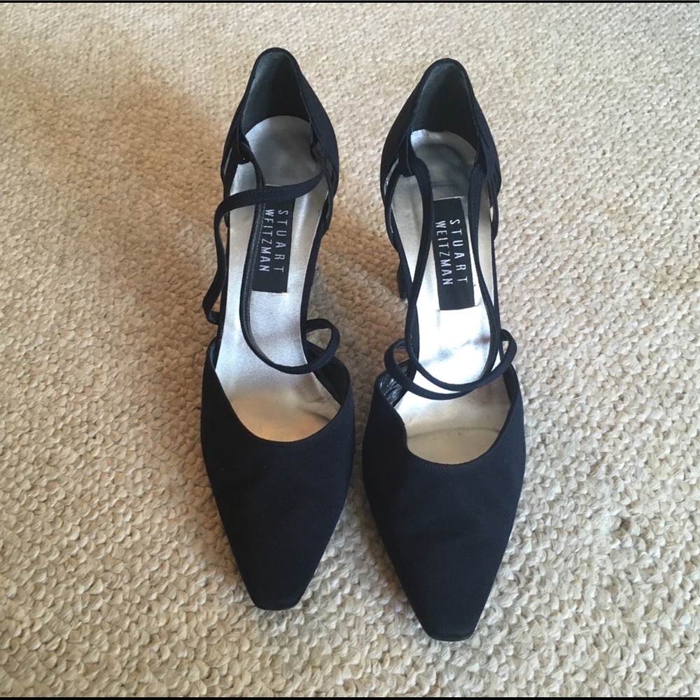 Stuart Weitzman navy blue strappy heel size 8 1/2